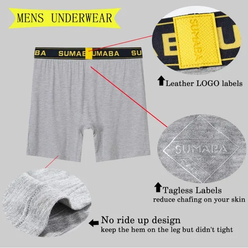 Miniatura 4 de Calzoncillos tipo bóxer de pierna larga para hombre, con bolsa que no se sube, de bambú, transpirables