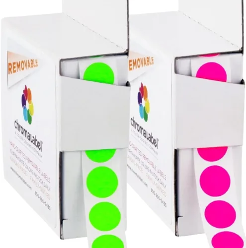 ChromaLabel Calcomanías Redondas Removibles de Colores de 1/2 Pulgada, Etiquetas de Codificación de Colores, Pegatinas de Puntos Fáciles de Escribir
