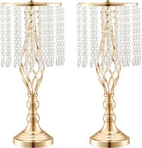 Miniatura 17 de VEVOR Centro de Mesa de Boda de Metal Dorado, Candelabro, 20 Piezas 58cm/22.83
