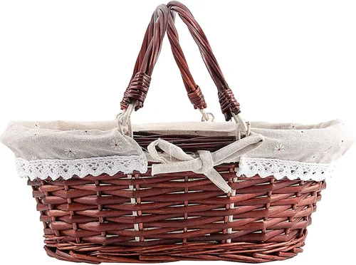 Miniatura 4 de 2 cestas pequeñas de mimbre para picnic, cesta tejida de sauce marrón, cesta de frutas de Pascua, decoración de fiesta de boda, cesta de servir