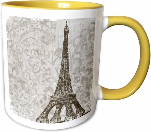 Miniatura 11 de 3dRose Vintage Eiffel Tower - France 15oz Two-Tone Black Mug