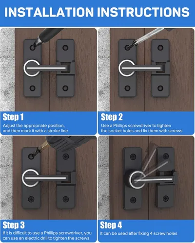 Miniatura 8 de Cerradura de puerta de granero, pestillos de puerta, pestillo de seguridad para puerta, cerradura de cerrojo de puerta de aleación de zinc