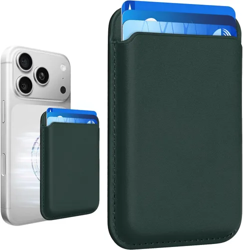 Miniatura 39 de Tarjetero magnético más fuerte de piel RFID para iPhone 16 Series, accesorios Mag-Safe para iPhone 17/16/15/14/13/12 y Pro/Promax, negro