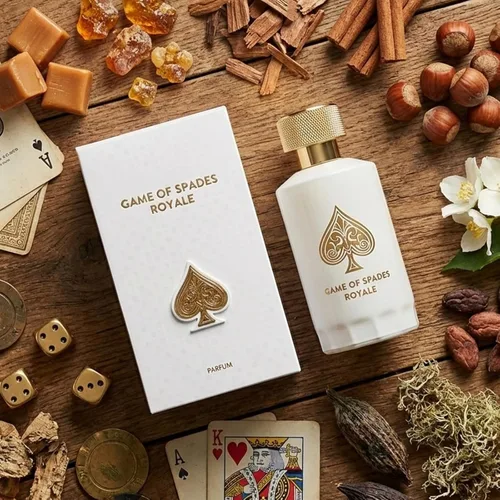 Miniatura 3 de Jo Milano Game of Spades Royale Parfum Spray 3.4 oz (3.4 fl oz) Madera Oud, ámbar, almizcle, floral y aroma a caramelo, fragancia de larga