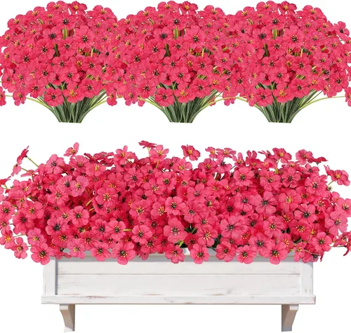 Miniatura 7 de AmyHomie 16 paquetes de flores artificiales de eucalipto negro para exteriores, resistentes a los rayos UV, flores sintéticas que no se decoloran