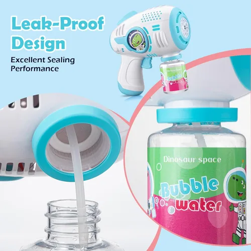Miniatura 6 de Pistolas de burbujas para niños de 4 a 8 años, paquete de 2 lanzadores automáticos de burbujas con luz LED y solución de 14 burbujas, pistola