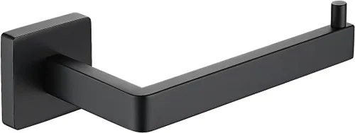 JQK Soporte de papel higiénico negro, dispensador de papel de seda de 0.031 in de grosor de acero inoxidable 304 de 5 pulgadas para baño, soporte de