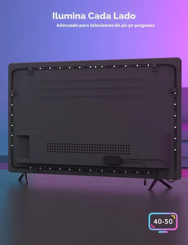 Miniatura 8 de Govee Tira de retroiluminación LED para TV, retroiluminación LED inteligente RGBIC para televisores de 40 a 50 pulgadas, sincronización de música
