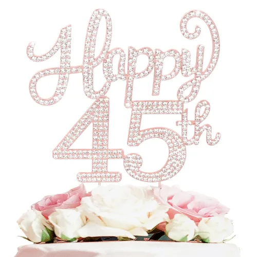 Miniatura 147 de LASKYER Decoración de feliz cumpleaños número 10, decoración de pastel de diamantes de imitación dorados de 10º cumpleaños – Letrero de metal