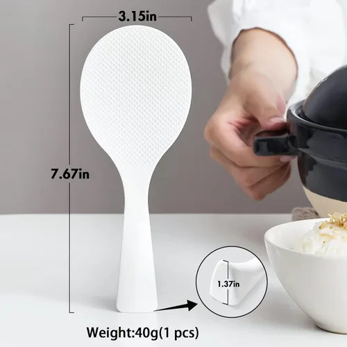 Miniatura 3 de FireKylin 2 piezas de pala de arroz de plástico, espátula de cuchara de arroz antiadherente, cuchara de olla de arroz resistente al calor (blanco)