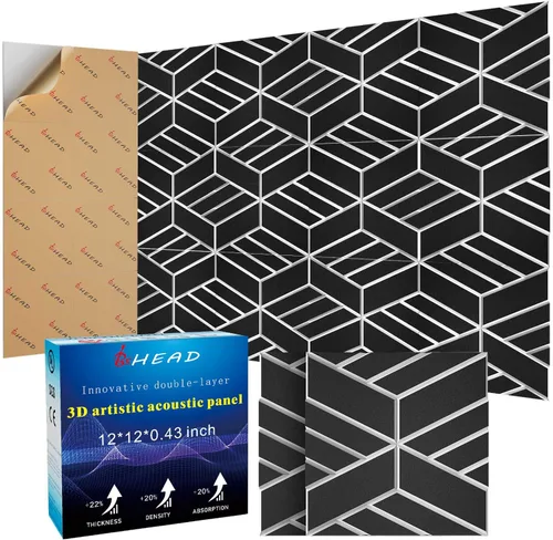 Miniatura 31 de BSHEAD 10 piezas de paneles acústicos de microfibra de 165dtex, paneles de pared insonorizantes autoadhesivos, paneles de espuma de 12 x 12 x 0.4