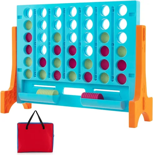 Miniatura 11 de KOTEK 1.6 FT Tall Giant 4-in-A-Row, Jumbo 4-to-Score Game with Carrying Bag & 42 Coins, Quick Release Slider, Indoor Outdoor Family Board Game for
