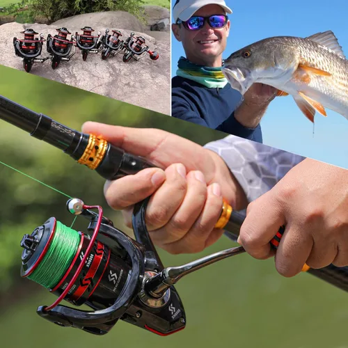 Miniatura 7 de Sougayilang Carretes giratorios ligeros ultra suaves potentes carretes de pesca rojo y azul y dorado B-Rojo