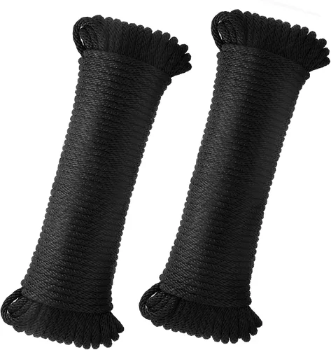 Miniatura 10 de Cuerda de polipropileno trenzada de diamante de 3/8 de pulgada y 100 pies, cuerdas marinas gruesas multiusos para barco para camping y asta de Verde