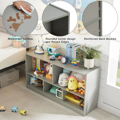 Miniatura 5 de Organizadores y almacenamiento de juguetes, estantería infantil de 5 secciones para organizar libros, juguetes, armario de almacenamiento de madera
