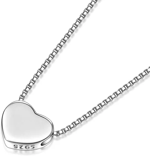 Miniatura 9 de Candyfancy Collar con colgante de corazón de plata de ley 925 para mujer cadena de caja de 180in Metal