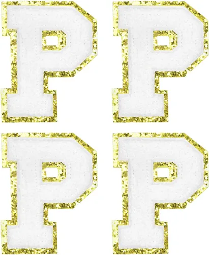 Miniatura 18 de MECCANIXITY 4 parches de letras de felpilla termo-adhesivas con letras del alfabeto blanco, talla M, 3 pulgadas de altura para ropa, zapatos