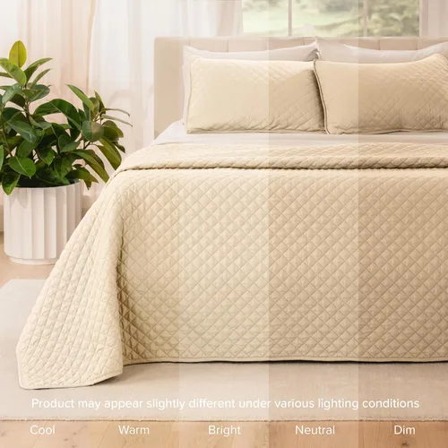 Miniatura 6 de Bare Home Juego de colcha – Full/Queen – Decoración ligera de cama – Alternativa de edredón – Colcha acolchada para todas las estaciones 09 - Arena