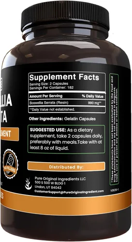 Miniatura 2 de Pure Original Ingredients Boswellia Serrata (365 cápsulas) sin magnesio o rellenos de arroz, siempre puro, verificado por laboratorio