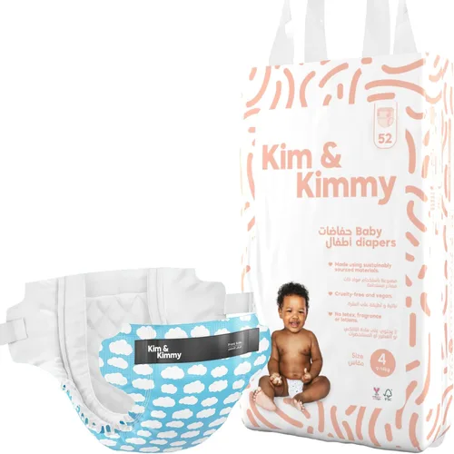 Miniatura 11 de Kim & Kimmy Pañales ecológicos, recién nacidos, hasta 11 libras, 32 pañales – Protección contra fugas de 12 horas, sin erupciones, hipoalergénicos