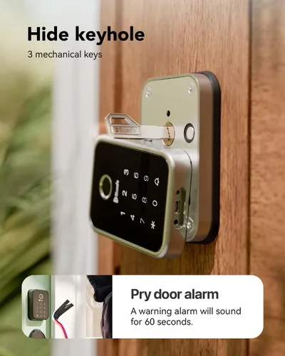 Miniatura 6 de Smart Lock Cerradura de huella digital para puerta de entrada, 4 en 1, cerradura inteligente (níquel cepillado en la nube)