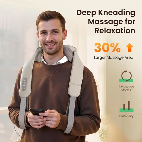 Miniatura 5 de Heycool - Masajeador inalámbrico para cuello y hombros, con calefacción de grafeno, almohadilla de masaje Shiatsu mejorada para cuello y hombros