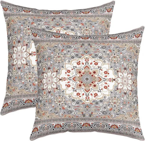Miniatura 22 de Juego de 2 fundas de almohada bohemias tribales de 22 x 22 pulgadas, fundas de almohada exóticas retro, fundas de cojín bohemias de celosía vintage