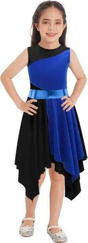 Miniatura 19 de CHICTRY Vestido de baile lírico sin mangas asimétrico para niñas, disfraz de adoración litúrgica contemporánea