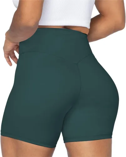 Sunzel Pantalones cortos de ciclista de cintura alta sin costuras frontales para mujer, a prueba de sentadillas, para yoga, entrenamiento, gimnasio,