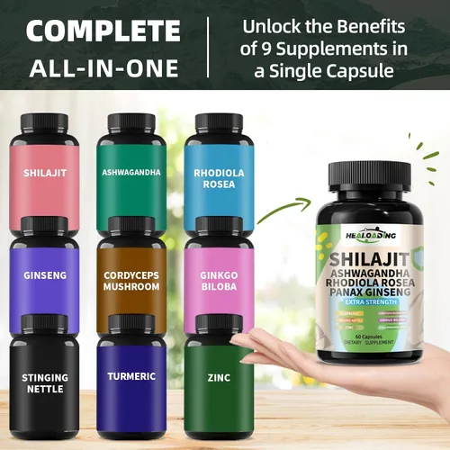 Miniatura 4 de Cápsulas de Shilajit del Himalaya: extracto purificado de Shilajit del Himalaya – Apoyo de energía natural y resistencia, vegano, sin OMG antiguo