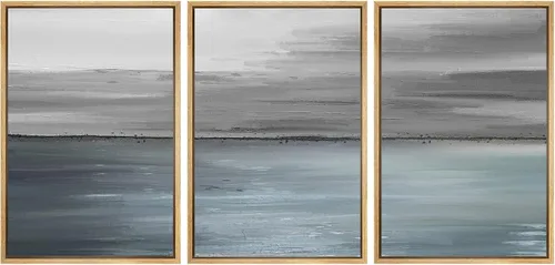 Miniatura 55 de SIGNWIN Lienzo enmarcado para pared, juego de arte sereno de pantanos con humedales verdes e ilustraciones de agua tranquila, arte moderno