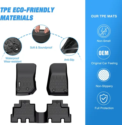 Miniatura 3 de Alfombrillas de suelo de TPE Nilight para Jeep Wrangler JK Unlimited 4 puertas 2013 2014 2015 2016 2017 2018 (no para JL y 4XE), revestimientos