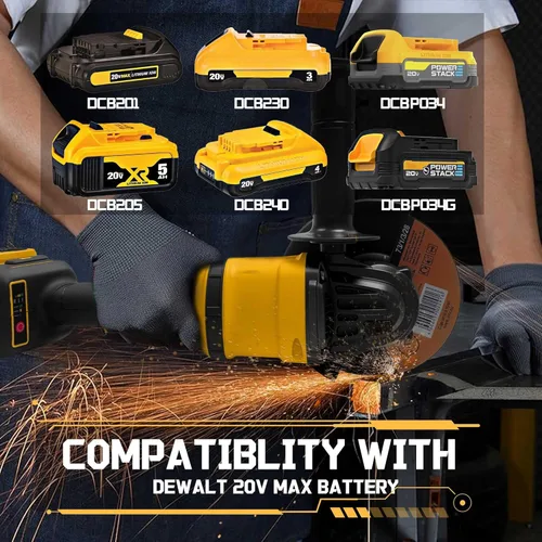 Miniatura 3 de Amoladora angular inalámbrica de 4-1/2 pulgadas para batería De-Walt 20V Max, motor sin escobillas de 8500 RPM con control de 3 velocidades, ideal