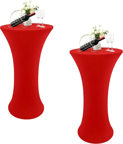 Miniatura 17 de Cubierta de Mesa de Cóctel Redonda Ajustada de 24x43 Pulgadas Mantel de Mesa de Cóctel de Elastano Negro Mantel Ajustado Highboy Manteles de Mesa