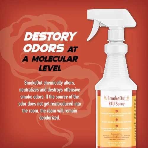 Miniatura 3 de SmokeOut - Spray eliminador de olores para humo y olores fuertes, fuerza comercial, acción rápida, no tóxico (32 onzas líquidas)