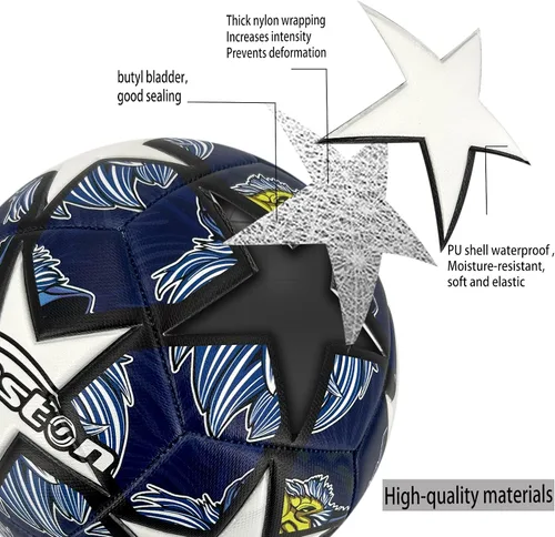 Miniatura 4 de Senston Balón de fútbol talla 3 y talla 4 y talla 5 para niños y adultos, balón de fútbol oficial para partidos y entrenamiento con bomba Azul marino