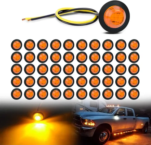 Nilight 50 unidades de luz LED redonda de 3/4 pulgadas, indicadores laterales delanteros y traseros para camión, RV, coche, autobús, remolque, 50