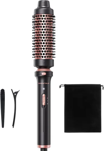 Miniatura 8 de Wavytalk Cepillo Térmico, Cepillo Redondo Calentado de 1 1/2 Pulgadas con Cabeza Desmontable, Bolsa de Terciopelo y Doble Voltaje para Viajes, Fácil