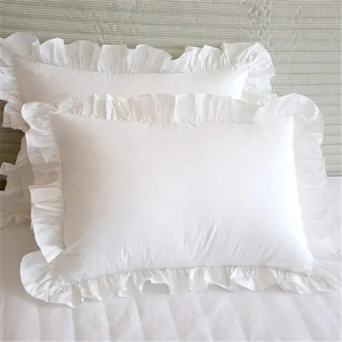 Miniatura 2 de Paquete de 2 fundas de almohada blancas con volantes de borde tamaño estándar con cierre de sobre (20 x 26 pulgadas)
