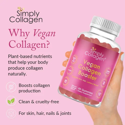 Miniatura 4 de Simply Collagen® Gomitas de colágeno veganas para mujeres y hombres, colágeno a base de plantas con biotina, vitaminas A, C y E, refuerzo