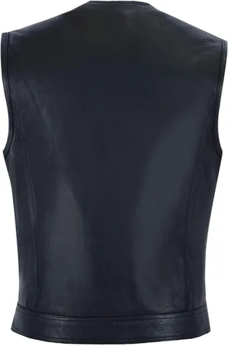 Miniatura 6 de GARGOYLE BELLS Chaleco de cuero para hombre, estilo SOA, con bolsillos para pistolas, chaleco para motociclista, para hombre Negro