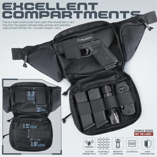 Miniatura 6 de LIVANS Cangurera de transporte oculto, bolsa táctica para pistola de transporte para hombre, funda de ocultación para armas de 1911 y G 17, 19, 20