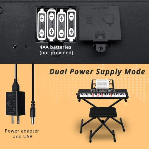 Miniatura 8 de GLARRY Juego de teclado eléctrico de tamaño completo de 61 teclas para principiantes, niños, teclado de música portátil, regalos de Navidad