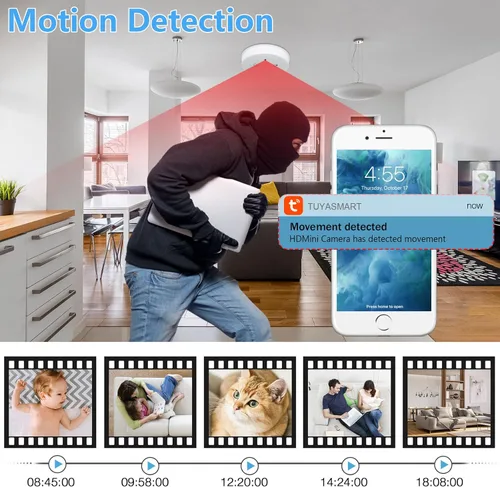 Miniatura 4 de Cámara oculta WiFi detector de humo HD 1080P inalámbrica pequeña niñera cam para cámaras de seguridad de vigilancia casera interior/exterior