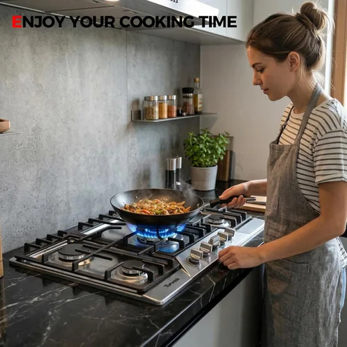 Miniatura 7 de Cocina de gas de 30 pulgadas, estufa de gas TOPWISH con 5 quemadores SABAF de alta eficiencia, 41400 BTU, NG/GLP convertible, estufa de propano
