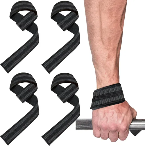 Paquete de 4 correas de levantamiento para levantamiento de pesas, correas de elevación para entrenamiento de fuerza en el gimnasio, peso muerto,