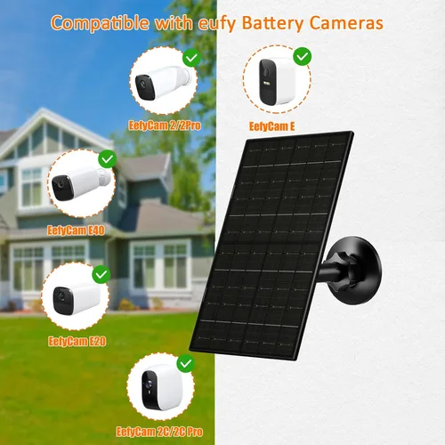 Miniatura 3 de Panel solar de 7 W compatible con Eufycam, cargador solar USB-C para cámaras de batería de 5 V, impermeable IP66, montaje ajustable de 360°, cable