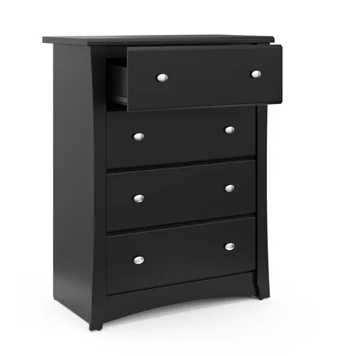 Miniatura 3 de Storkcraft Crescent - Cómoda de 4 cajones (negro) - Certificado GREENGUARD Gold, cómoda fácil de combinar para guardería y dormitorio de niños