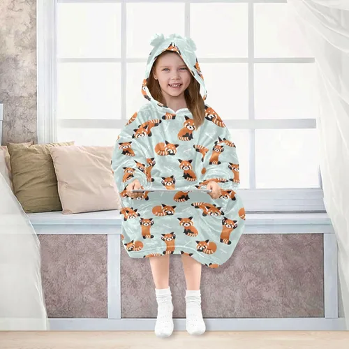 Miniatura 6 de Mantas portátiles para niños, sudadera con capucha tipo manta de gran tamaño, suave y cálida, regalos para niños, niñas y adolescentes de 3 a 14