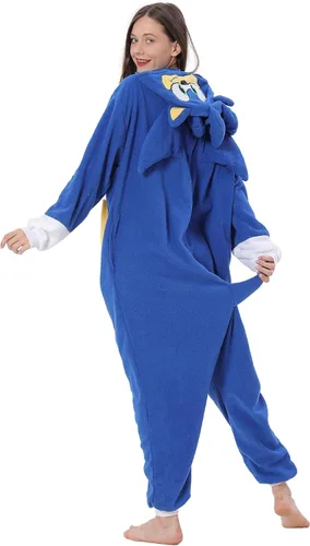 Miniatura 3 de BDZaigozaiwu Pijama sónico para adultos, disfraz de Halloween, de una sola pieza, ropa de dormir para hombres y mujeres